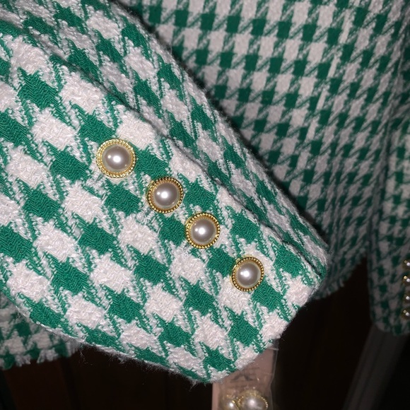 Green and White Houndstooth Jacket - Picture 5 of 5
